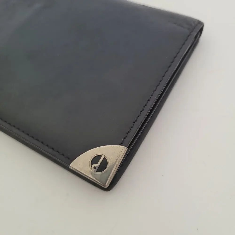Dunhill Designer Checkbook Card Slim Bill Holder Wallet Black‎ Bifold Leather